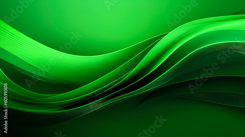 Abstract green background with waves, generative AI.