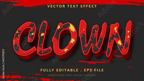 3d Grunge Horror Word Clown Editable Text Effect Design
