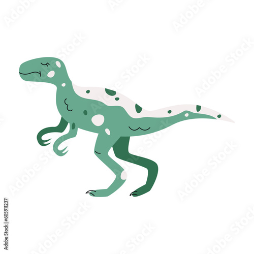 Flat hand drawn vector illustration of velociraptor dinosaur