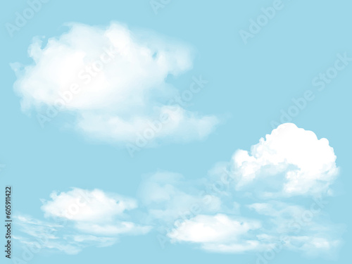 リアルな雲と爽やかな青空の背景イラスト ベクター素材