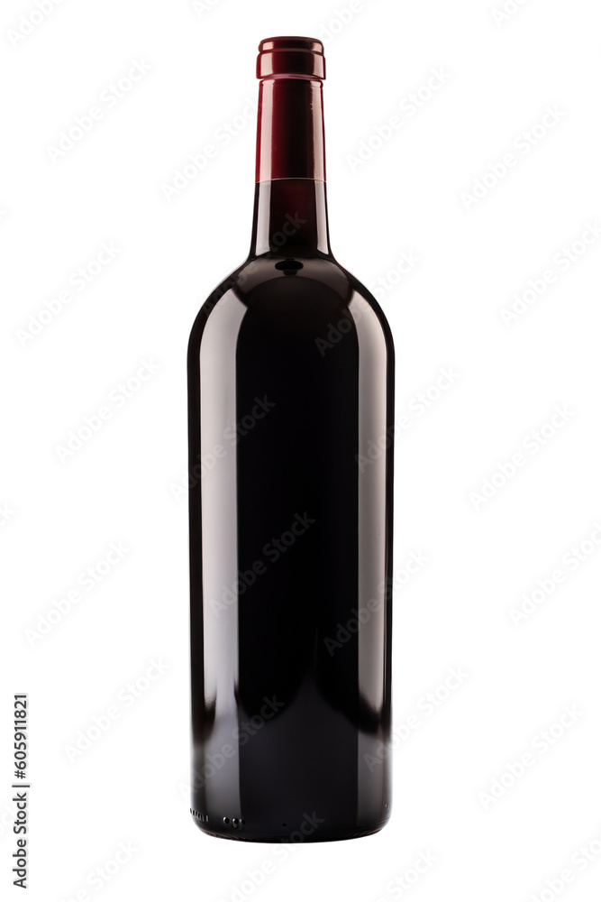 Red wine bottle isolated on transparent background, PNG, Generative AI Red wine bottle isolated on transparent background, PNG, Generative AI