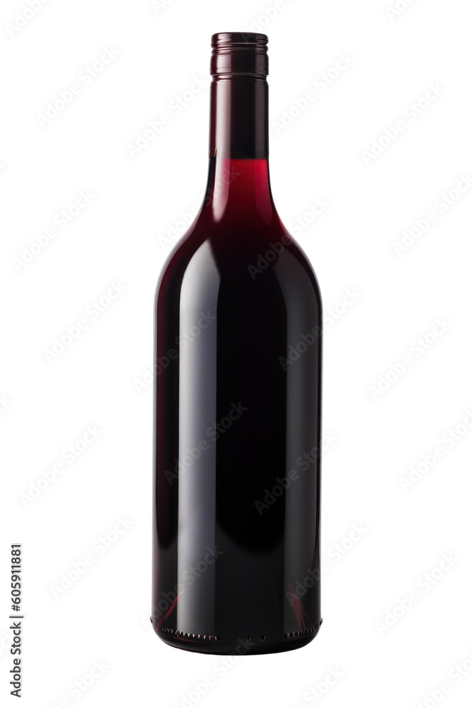 Red wine bottle isolated on transparent background, PNG, Generative AI Red wine bottle isolated on transparent background, PNG, Generative AI