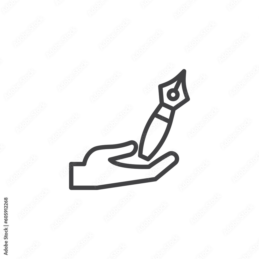 Hand and ink pen line icon Hand and ink pen line icon
