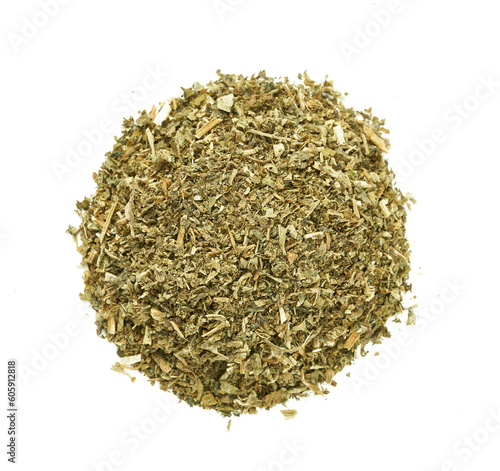 Canvas Print top view flat lay overhead dry catnip Nepeta cataria isolated on white background