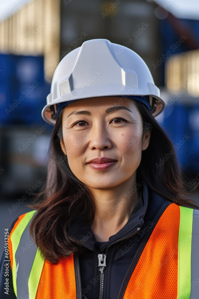 Portrait of a Beautiful Asian Female Industrial Engineer