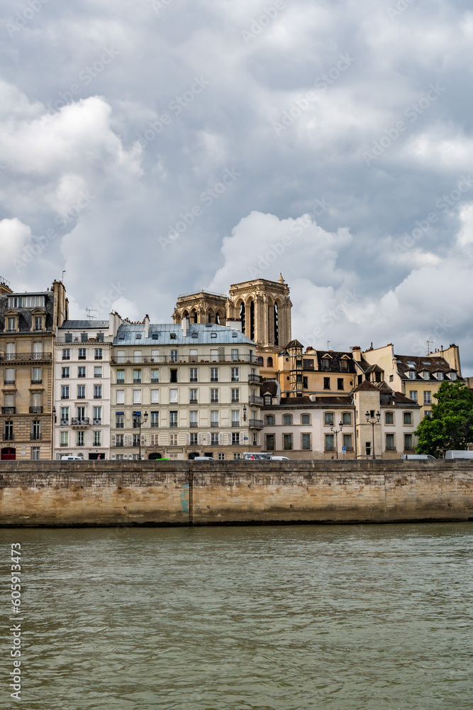 Boat trip on the Seine around the Ile de la Cité, in Paris, France