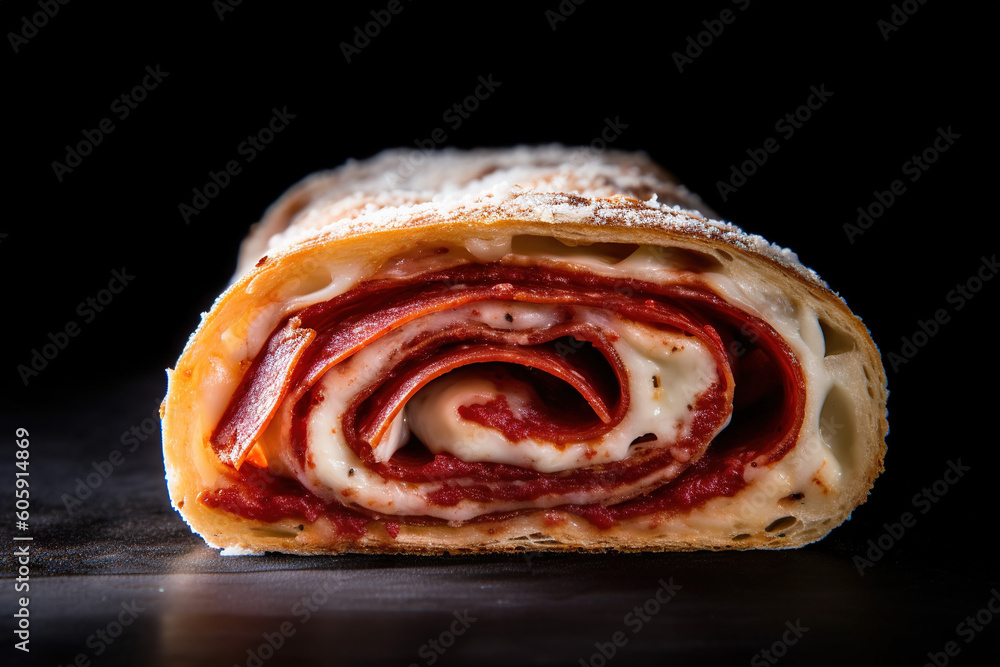Obraz premium Pepperoni roll, generative artificial intelligence