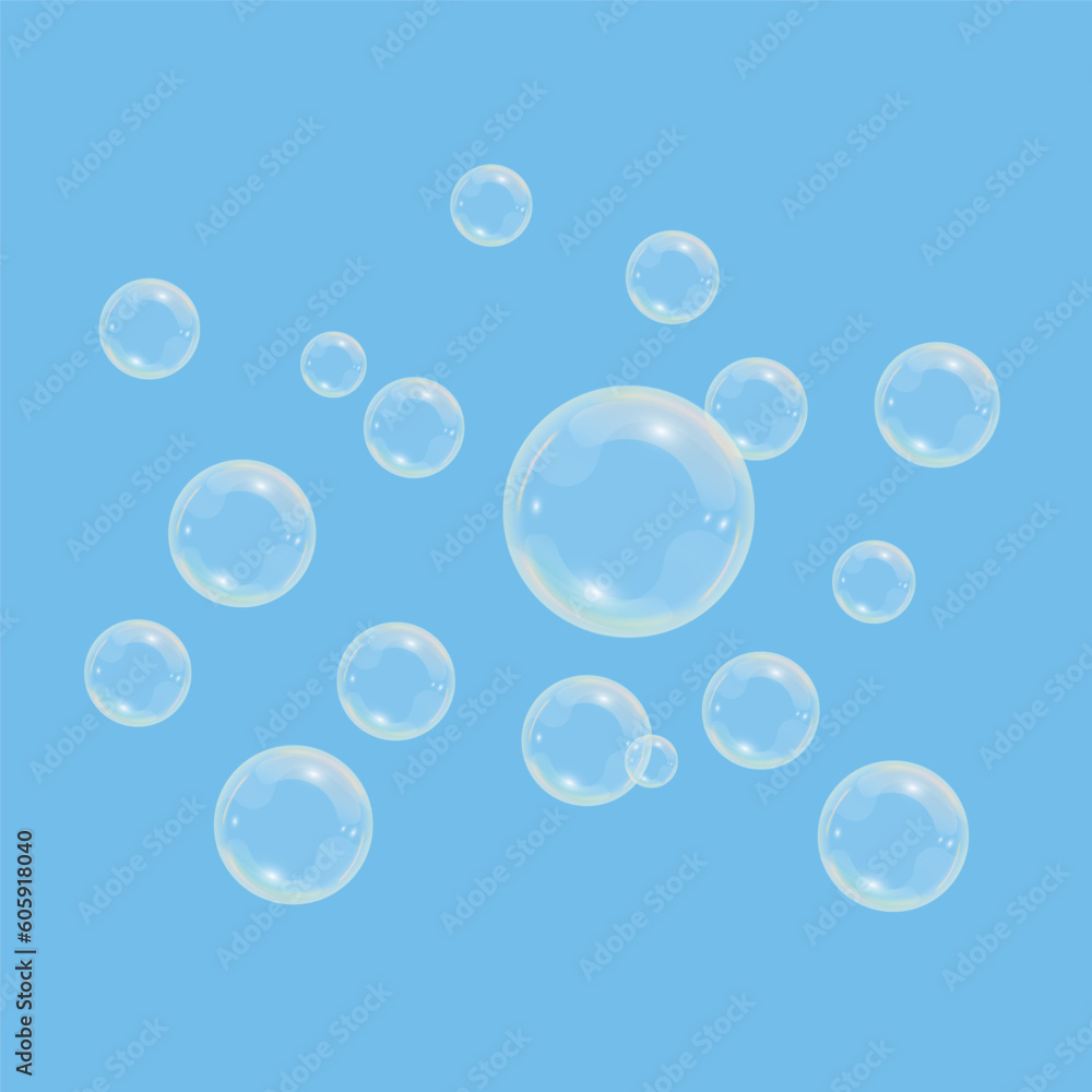 Soap bubbles. Vector design.