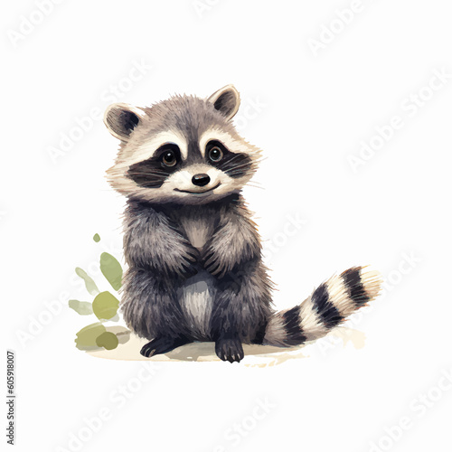 Fototapeta Naklejka Na Ścianę i Meble -  cute raccoon mascot painting vector illustration