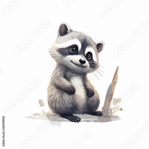 cute raccoon mascot painting vector illustration