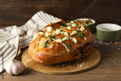 Tasty bakery product - garlic bread, homemade bread