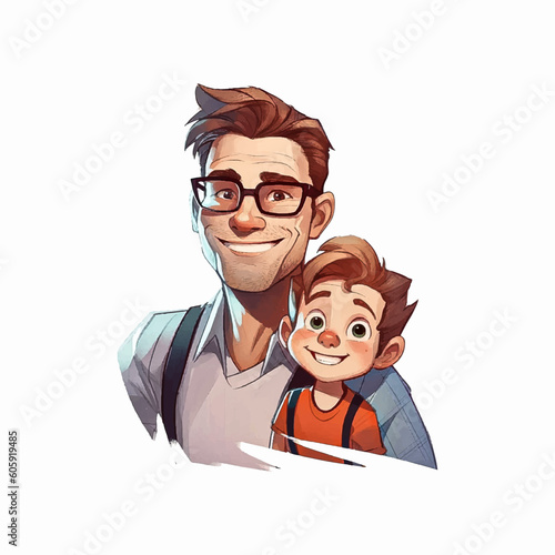 happy father's day, vector illustration of a father and his child