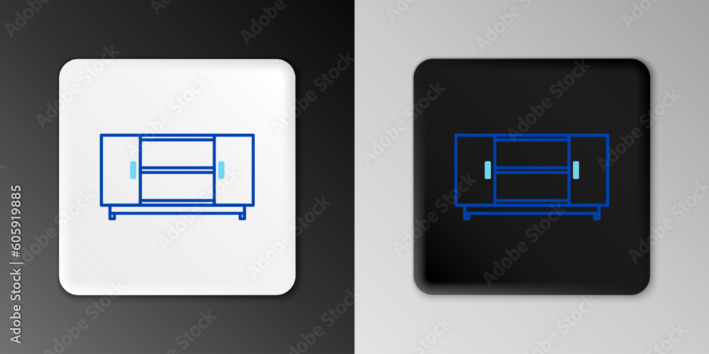 Line TV table stand icon isolated on grey background. Colorful outline concept. Vector
