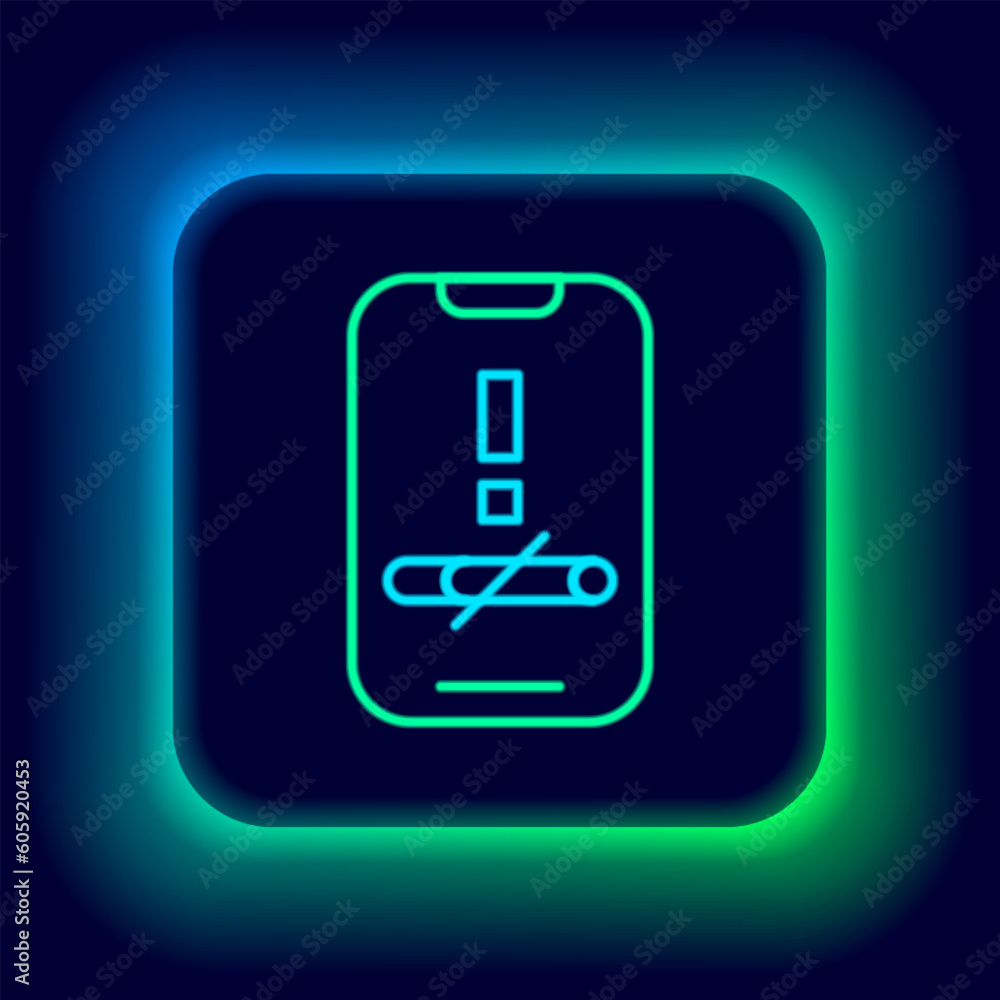 Glowing neon line No smoking icon isolated on black background. Cigarette smoking prohibited sign. Colorful outline concept. Vector Glowing neon line No smoking icon isolated on black background. Cigarette smoking prohibited sign. Colorful outline concept. Vector