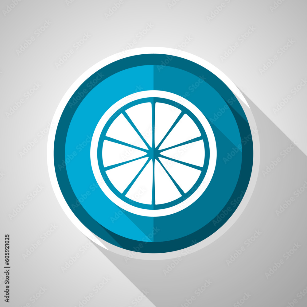 Lemon, fruit, fresh citrus symbol, flat design vector blue icon with long shadow Lemon, fruit, fresh citrus symbol, flat design vector blue icon with long shadow