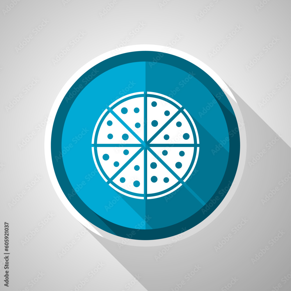 Pizza, food, restaurant symbol, flat design vector blue icon with long shadow Pizza, food, restaurant symbol, flat design vector blue icon with long shadow