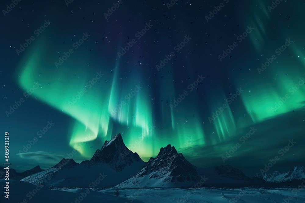 northern lights in night sky. Generative AI northern lights in night sky. Generative AI