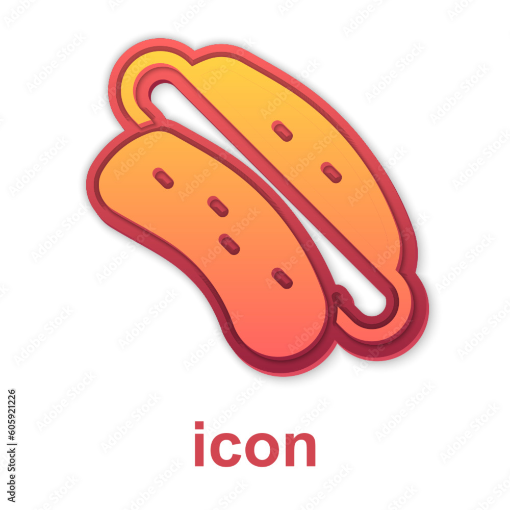 Gold Hotdog sandwich icon isolated on white background. Sausage icon. Fast food sign. Vector Gold Hotdog sandwich icon isolated on white background. Sausage icon. Fast food sign. Vector