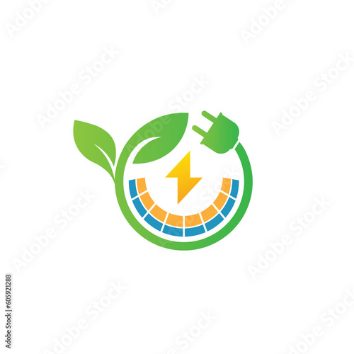green energy logo eco technology electric nature power vector symbol