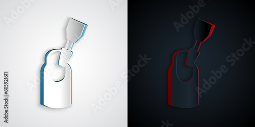 Paper cut Milling cutter for manicure icon isolated on grey and black background. Apparatus for manicure. Manicure tools. Paper art style. Vector