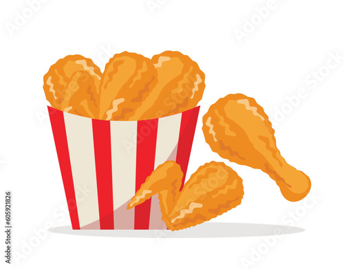 fried chicken fast food vector illustration
