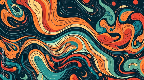 Abstract background with flowing pink, blue and black paint, generative AI.