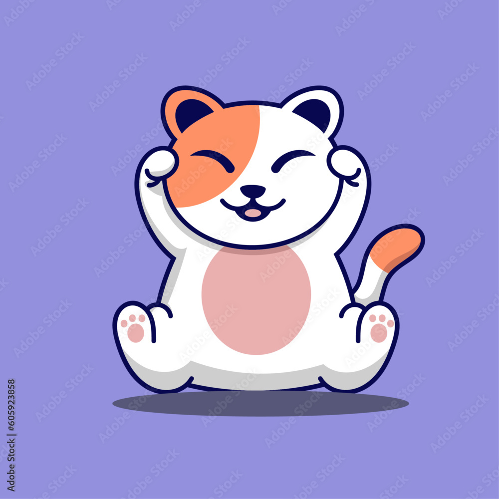 Cute cartoon cat. Vector illustration. Cute animal character. Cute cartoon cat. Vector illustration. Cute animal character.