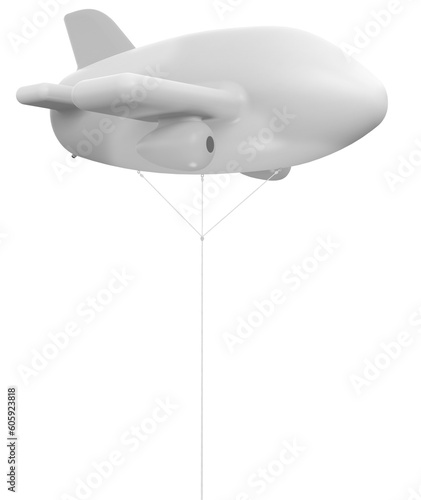 Advertising Balloon Airplane Aircraft White Blank Template 3D-Illustration