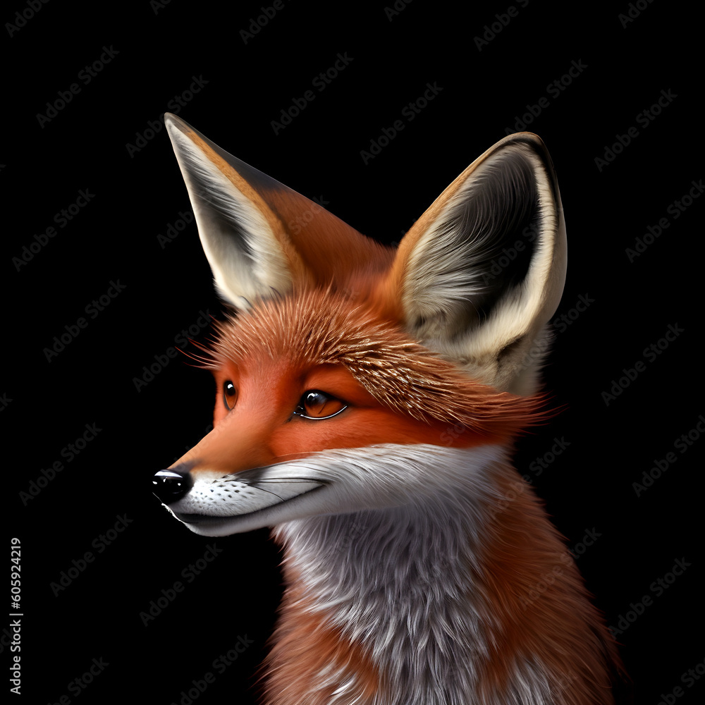 Cute anthropomorphic fox portrait with Generative AI technology Cute anthropomorphic fox portrait with Generative AI technology