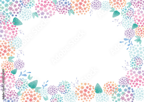 Illustration de cadre vectoriel hortensia avec touche aquarelle.