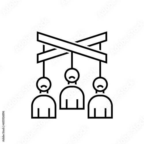 Brain washing icon, pictogram. Propaganda, disinformation concept.