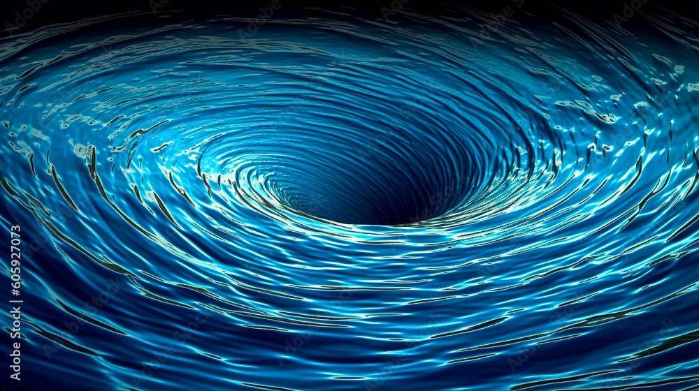 Huge whirlpool on a water surface, generative AI. Huge whirlpool on a water surface, generative AI.
