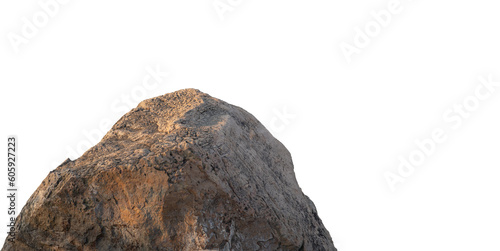 Cliff stone located part of the mountain rock isolated on white background. 