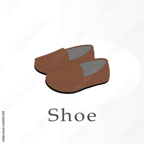 pair of brown shoes simple flat vector illustration. well use for pictogram
