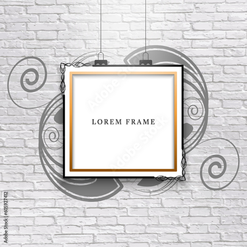 black and gold photo frame mockup design