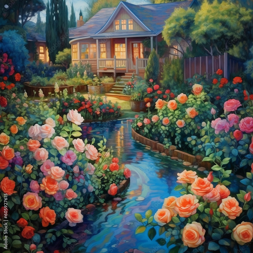 A garden full of colorful roses