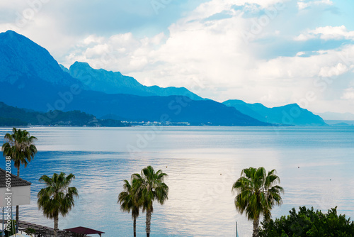 Fototapeta Naklejka Na Ścianę i Meble -  Mediterranean Sea near Kemer. Landscape in Turkey. Nature with the Taurus Mountains in the background.
