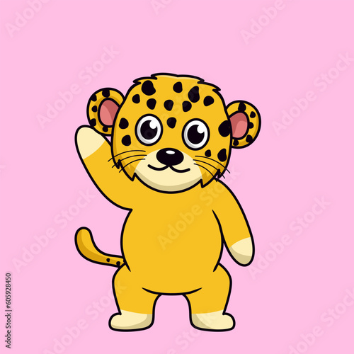 Fototapeta Naklejka Na Ścianę i Meble -  Vector illustration of cute cheetah animal