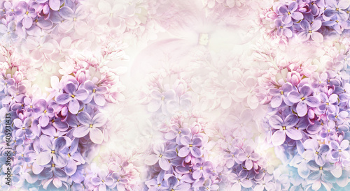 Floral spring background. Background of lilac flowers. A postcard for a holiday, anniversary, celebration. Nature.