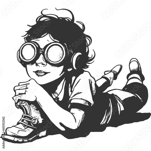 Glint of Happiness Vintage Illustration Vector