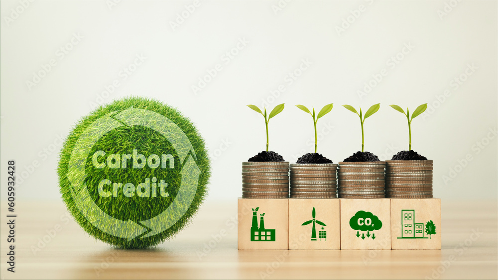 Carbon credit and Carbon neutral balancing CO2 emission offset concept