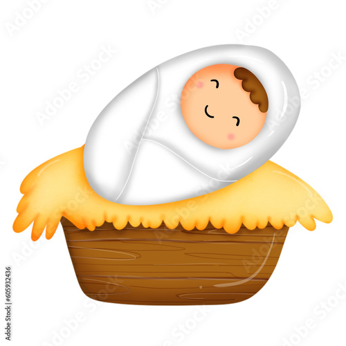 Photography little cute baby Jesus watercolor clipart for bible class and Christmas time