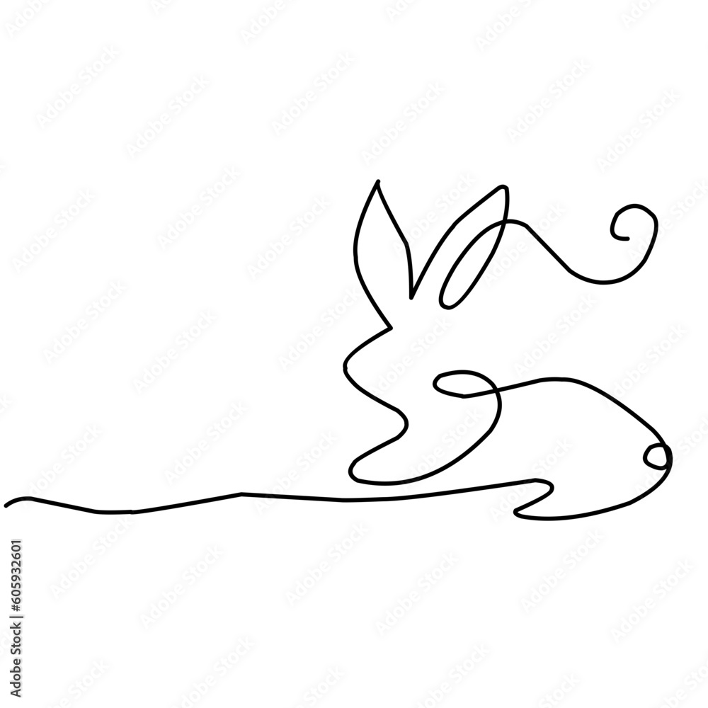 One line Happy Easter holiday decoration drawing, Continuous linear art rabbit and easter eggs, vector illustration One line Happy Easter holiday decoration drawing, Continuous linear art rabbit and easter eggs, vector illustration