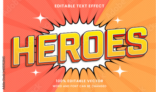 super hero Comic Cartoon 3D graphic style editable text effect