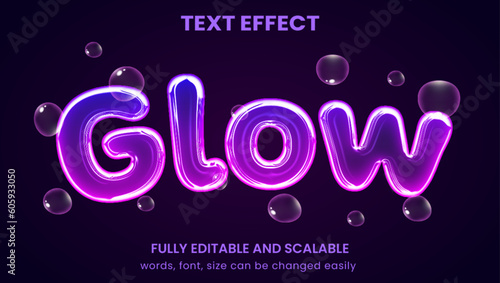 transparent glowing neon bubble 3d graphic style editable text effect photo