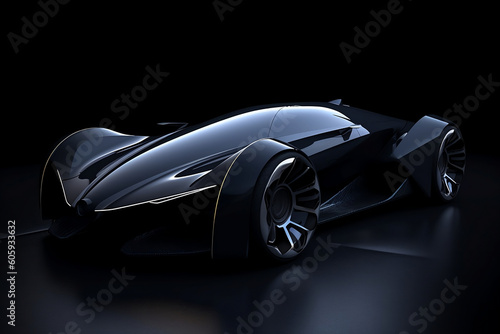 technology futuristic electric car  with black background 3d rendering. Concept of future.