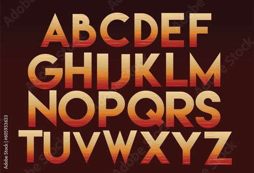 Gold line pattern font, alphabet letters font