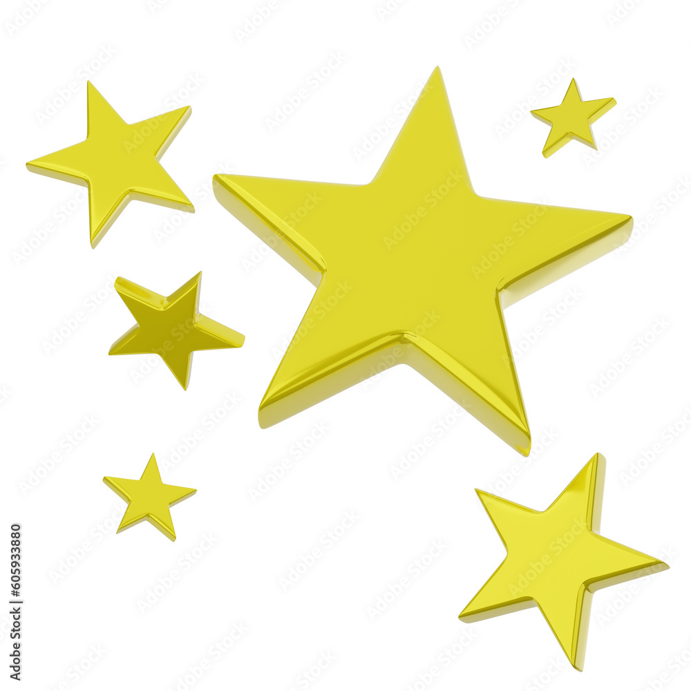 yellow stars different shapes. Realistic 3d design . yellow stars different shapes. Realistic 3d design .