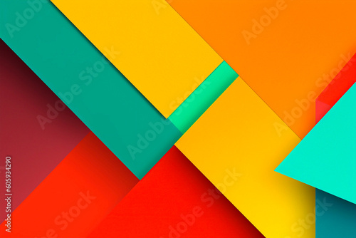 Fototapeta Naklejka Na Ścianę i Meble -  Flat colorful multilayer backgrounds with paper-cut 3D shapes. Material design 3d illustration. AI Generated