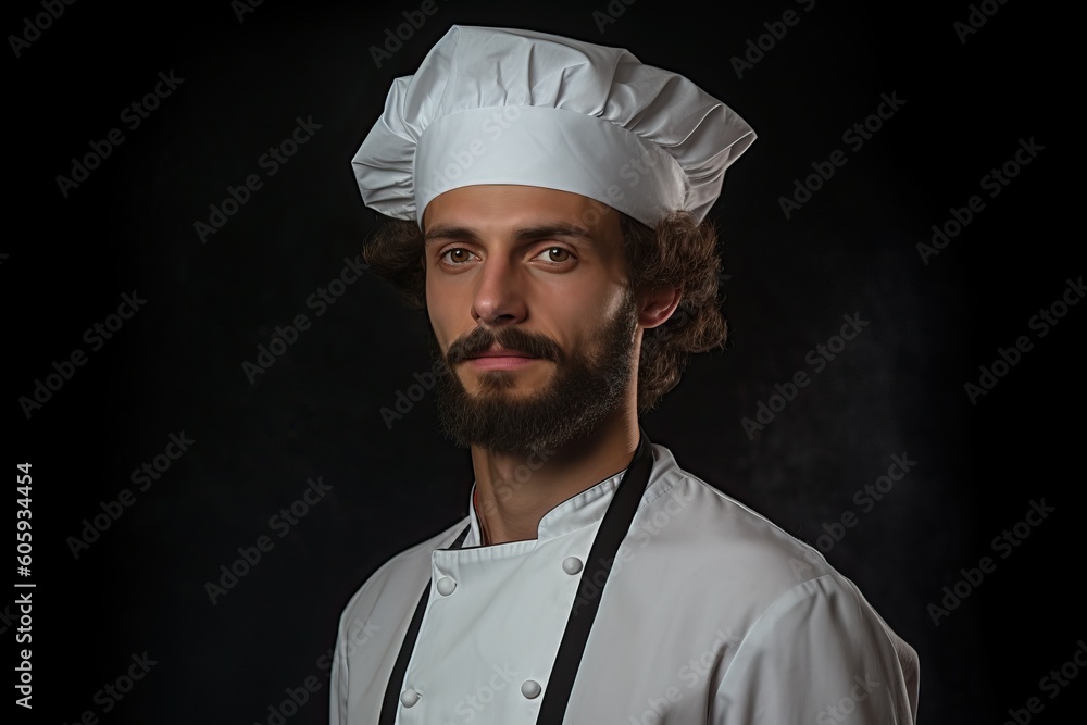 Portrait a chef standing confident isolated on black AI Generative Portrait a chef standing confident isolated on black AI Generative